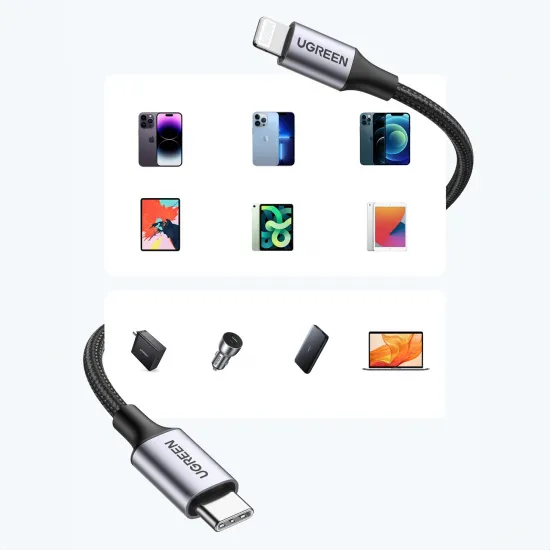 Ugreen US304 Lightning - USB-C 2.0 MFi-Kabel 2 m - Grau