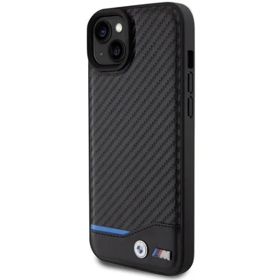 BMW Leather Carbon case for iPhone 15 Plus - black