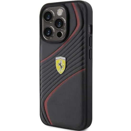 Ferrari Twist Metal Logo case for iPhone 15 Pro - black