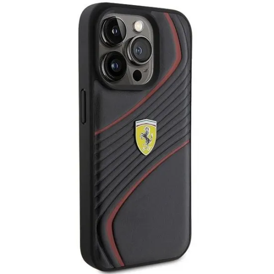 Ferrari Twist Metal Logo case for iPhone 15 Pro - black