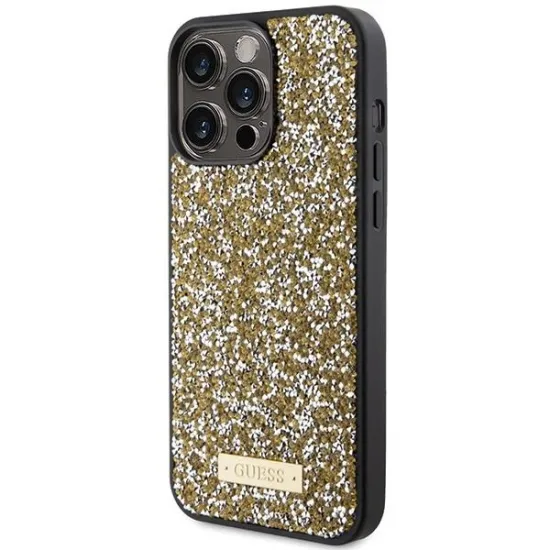 Guess Rhinestone Metal Logo case for iPhone 15 Pro - yellow