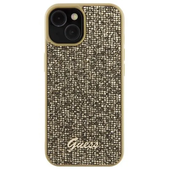 Guess Disco Metal Script case for iPhone 15 - gold
