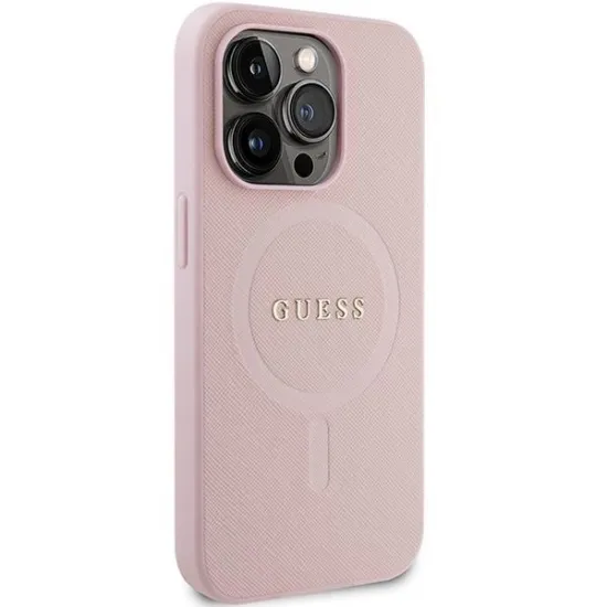 Guess GUHMP14XPSAHMCP case for iPhone 14 Pro Max - pink Saffiano MagSafe