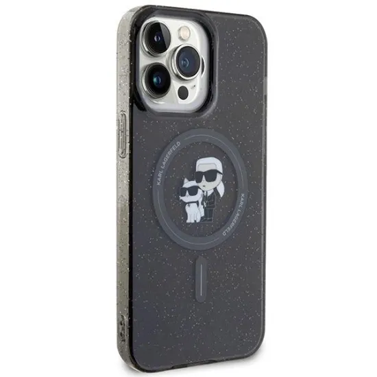 Karl Lagerfeld Karl&Choupette Glitter MagSafe case for iPhone 15 Pro Max - black
