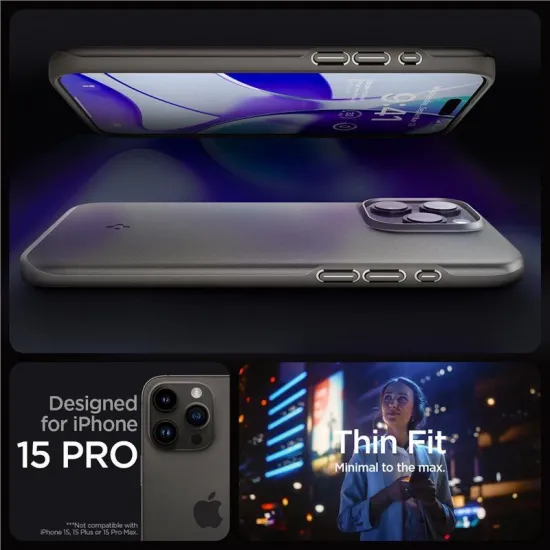 Spigen Thin Fit case for iPhone 15 Pro - gray