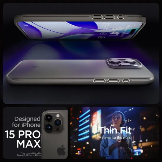 Spigen Thin Fit, gunmetal - iPhone 15 Pro Max
