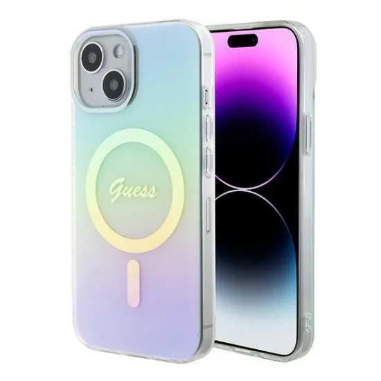 Guess GUHMP15SHITSQ iPhone 15 6.1&quot; turquoise/turquoise hardcase IML Iridescent MagSafe