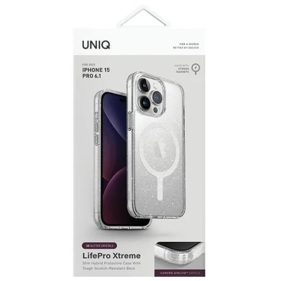 Uniq LifePro Xtreme iPhone 15 Pro 6.1&quot; case Magclick Charging transparent/tinsel lucent