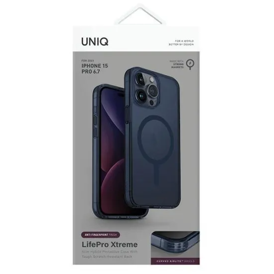 Uniq LifePro Xtreme iPhone 15 Pro Max 6.7&quot; case Magclick Charging dark blue/smoke blue