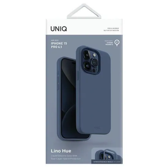 Uniq Lino Hue iPhone 15 Pro 6.1&quot; case Magclick Charging navy blue/navy blue