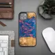 Wood and resin case for iPhone 15 Bewood Unique Vegas - pink and blue