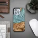 Wood and resin case for iPhone 15 Pro Bewood Unique Uranus - blue and white