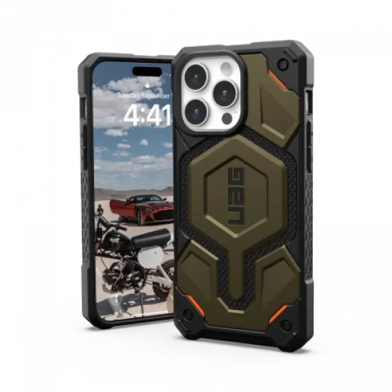 UAG Monarch Pro case with MagSafe for iPhone 15 Pro Max - green Kevlar