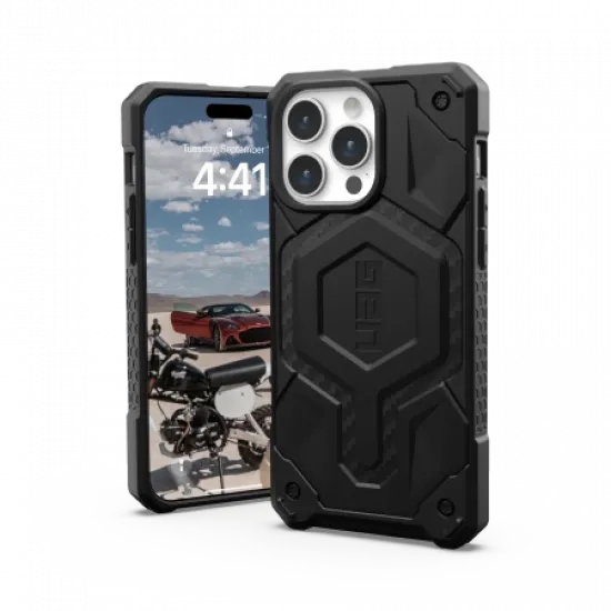 UAG Monarch Pro - protective case for iPhone 15 Pro Max, compatible with MagSafe (carbon fiber)
