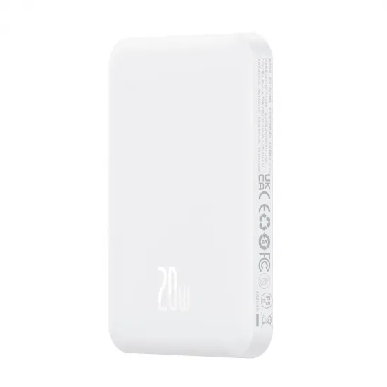 Baseus Mini-Powerbank 5000 mAh 20 W + USB-C-Kabel (20 V/3 A) – Weiß