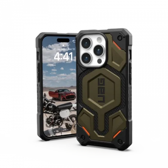 UAG Monarch Pro case with MagSafe for iPhone 15 Pro - green Kevlar