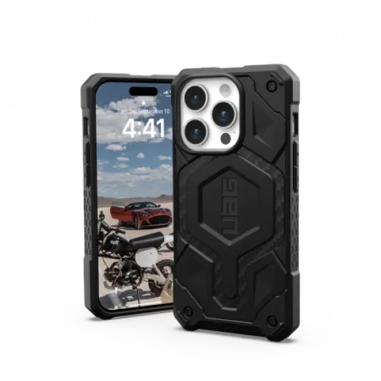 UAG Monarch Pro - protective case for iPhone 15 Pro, compatible with MagSafe (carbon fiber)