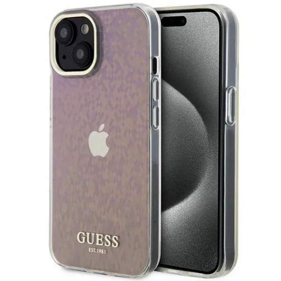 Guess GUHCP15SHDECMP iPhone 15 6.1&quot; pink/pink hardcase IML Faceted Mirror Disco Iridescent