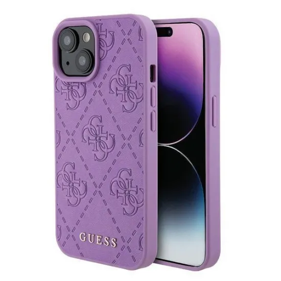 Guess GUHCP15SP4EPMU iPhone 15 6.1&quot; purple/light purple hardcase Leather 4G Stamped