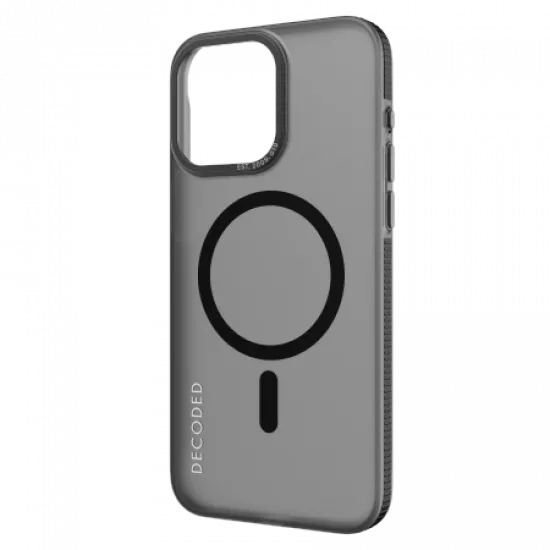 Decoded Transparent Grip Case with MagSafe for iPhone 15 Pro Max - gray and black