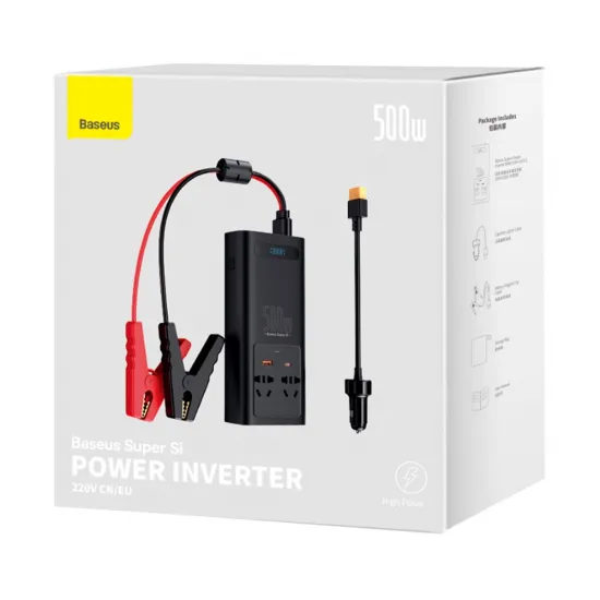 Baseus car power inverter converter 150W 12V / 500W 220V (EU and CN plug) black (CGNB000101)