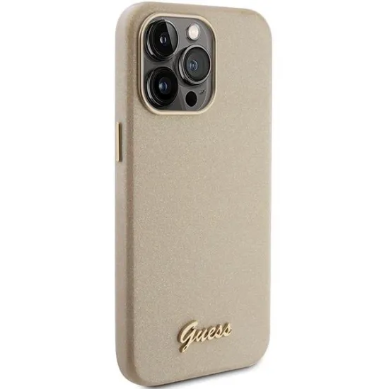 Guess Glitter Glossy Script case for iPhone 15 Pro - gold