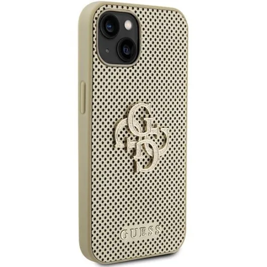 Guess Perforated 4G Glitter case for iPhone 15 - gold