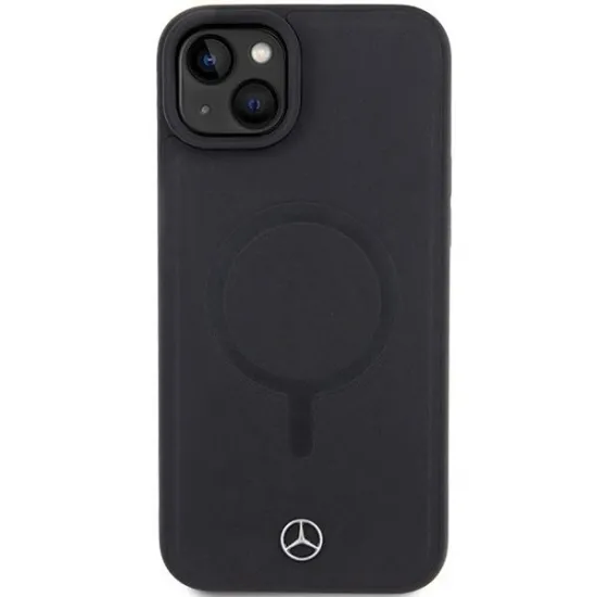 Mercedes Smooth Leather MagSafe case for iPhone 15 Plus - black