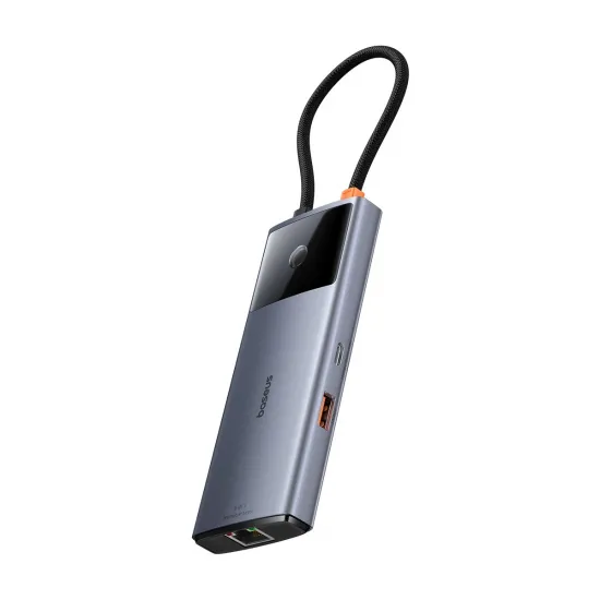 USB HUB 6in1 Baseus Metal Gleam Series II USB-A/USB-C/USB-C PD/HDMI/RJ45 - black