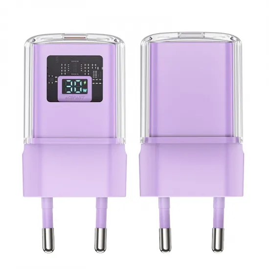Acefast A53 PD 30W GaN USB-C charger with display - purple