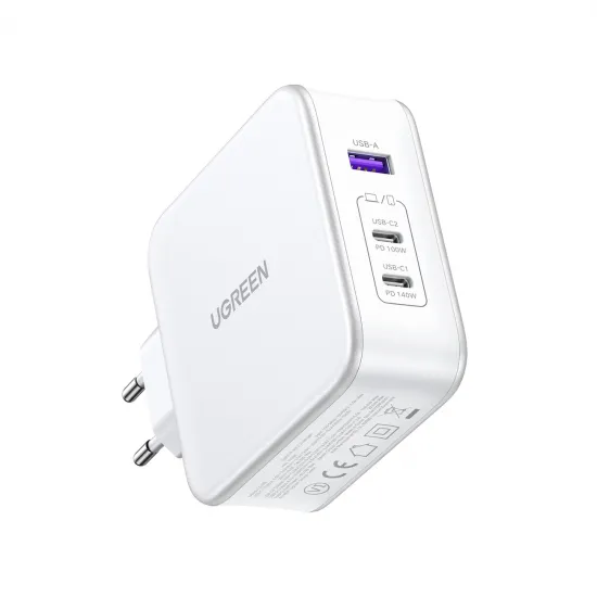 Ugreen Nexode CD289 GaN network charger USB-A/2xUSB-C 140W + USB-C - USB-C cable 1.5m - white