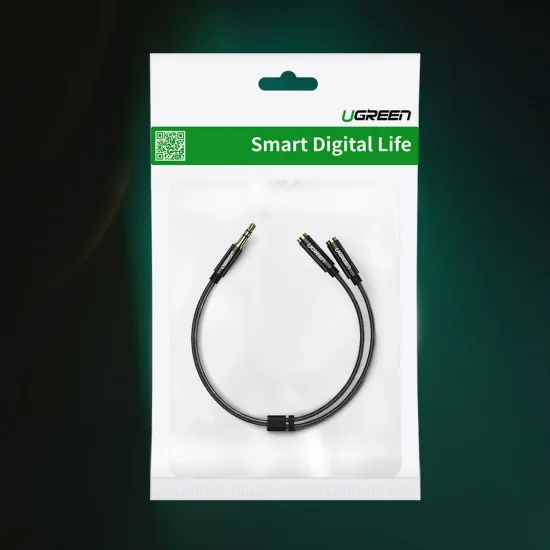 Ugreen AV123 headphone cable 3.5 mm minijack (male) - 2x 3.5 mm minijack (female) - black
