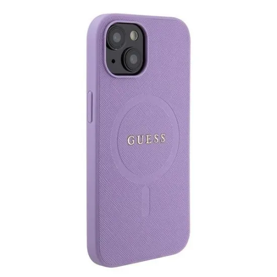 Guess Saffiano MagSafe case for iPhone 15 Plus - purple