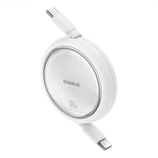 Baseus Free2Draw Mini USB-C - USB-C 100W 1m retractable cable - white