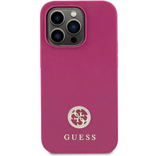 Guess GUHCP15LPS4DGPP iPhone 15 Pro 6.1&quot; pink/pink hardcase Strass Metal Logo