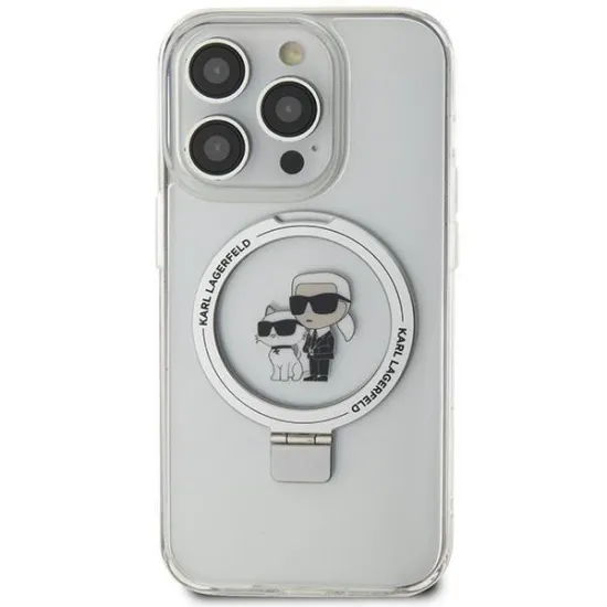 Karl Lagerfeld KLHMN61HMRSKCH iPhone 11 / Xr 6.1&quot; white/white hardcase Ring Stand Karl&amp;Choupette MagSafe