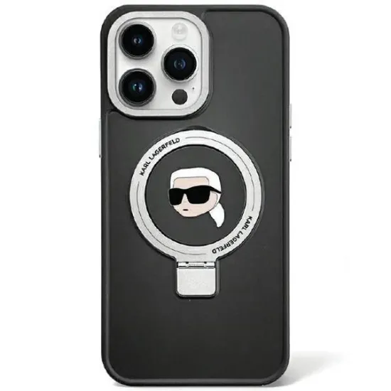 Karl Lagerfeld KLHMP15LHMRSKHK iPhone 15 Pro 6.1&quot; black/black hardcase Ring Stand Karl Head MagSafe