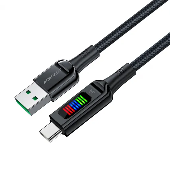 Acefast C7-04 USB-A USB-C 60W 1.2m cable with display - black