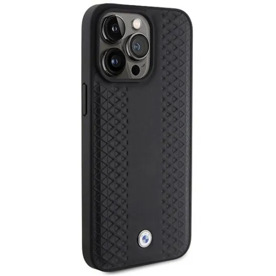 BMW Leather Diamond Pattern case for iPhone 15 Pro - black