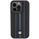 BMW Leather Stamp Blue Lines case for iPhone 15 Pro Max - black