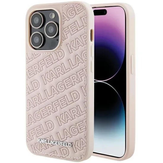 Karl Lagerfeld Quilted K Pattern case for iPhone 15 Pro Max - pink