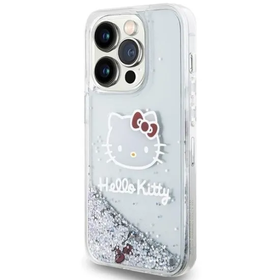 Hello Kitty Liquid Glitter Charms Kitty Head case for iPhone 13 Pro / 13 - silver