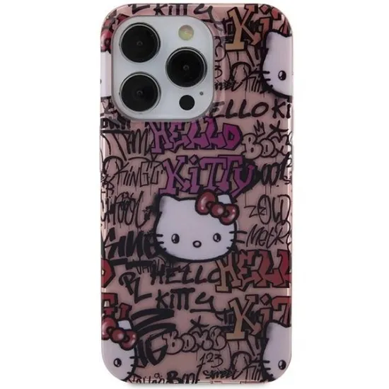 Coque Hello Kitty IML Tags Graffiti pour iPhone 15 Pro - rose