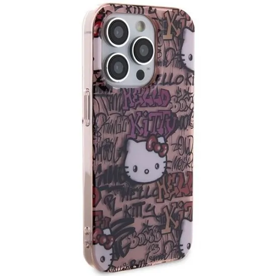 Coque Hello Kitty IML Tags Graffiti pour iPhone 15 Pro - rose