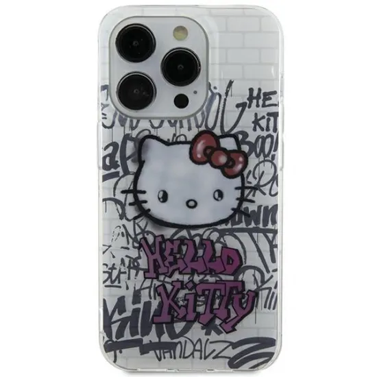 Coque Hello Kitty IML Kitty On Bricks Graffiti pour iPhone 15 - blanche