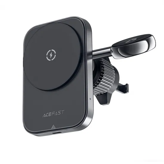 Acefast D18 car holder with MagSafe / Qi inductive charger + USB-A USB-C cable - black