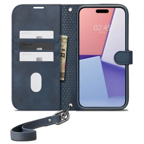 Spigen Wallet S Pro case for iPhone 15 Pro Max - navy blue