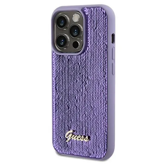 Guess Sequin Script Metal case for iPhone 13 Pro / 13 - purple