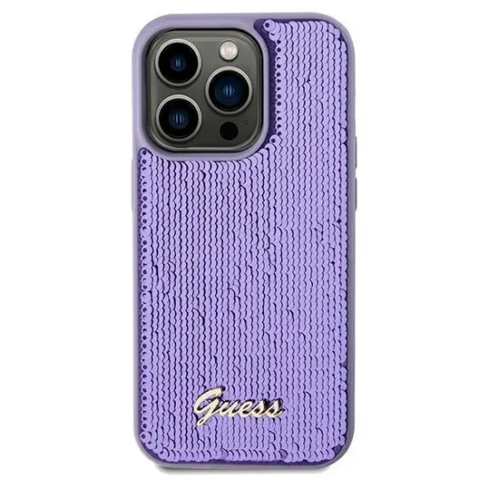 Guess Sequin Script Metal case for iPhone 13 Pro / 13 - purple