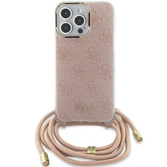 Guess Crossbody Cord 4G Print case for iPhone 15 / 14 / 13 - pink